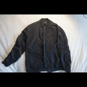 Men's Black Satin Lightweight Bomber Jacket
